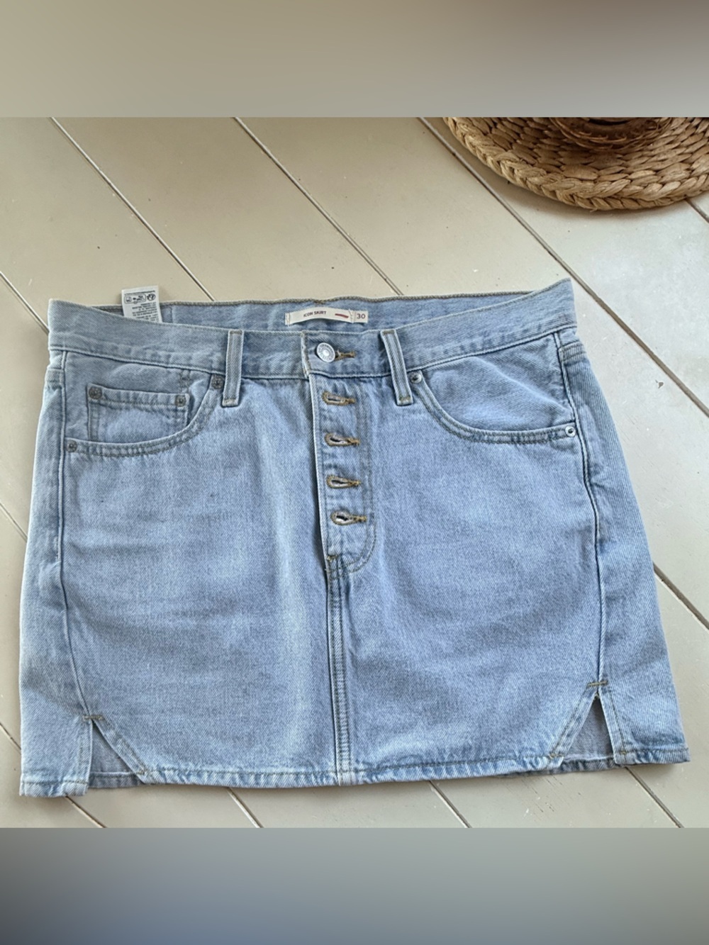 Levi's Light Blue Button-Front Denim Mini Skirt